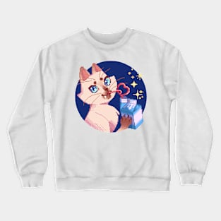 Pixel Kitty with Milk Box Crewneck Sweatshirt